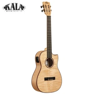 Kala All Solid Flame Maple Cutaway Baritone A/E Ukulele With Bag KA-ASFM-B-CE - Picture 1 of 4
