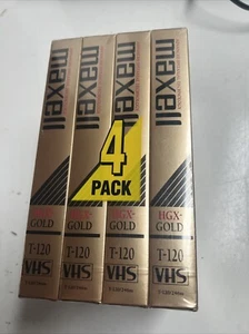 4 Pack Maxell T-120 HGX-Gold Premium High Grade 6 Hour VHS Blank Cassette Tapes - Picture 1 of 3