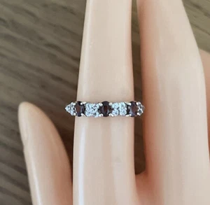 Anillo eterno de topacio y diamante marrón oro amarillo de 9 quilates, talla O 1/2 del Reino Unido, talla 54 de la UE - Imagen 1 de 6
