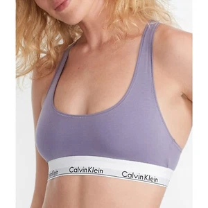 Calvin Klein Womens Sz S Modern Cotton Racerback Wirefree Bralette F3785 Violet - Picture 1 of 7
