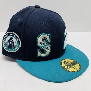 2016 New Era 59Fifty Seattle Mariners Ken Griffey Jr Number Retirement Hat 7 3/8 - Picture 1 of 12