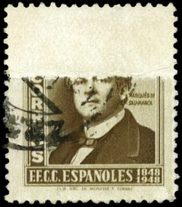 España 1948. Cent FFCC. Edifil 0 1037 X .Defecto impresion por empalme papel. - Imagen 1 de 1