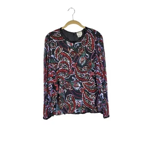 Oleg Cassini Abendtop Perlen Seide Glam Art formell Cocktail Größe Medium - Bild 1 von 9