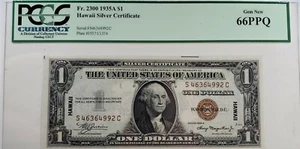 FLAWLESS 1935a $1 HAWAII SILVER CERTIFICATE PCGS GEM NEW 66 PPQ - Picture 1 of 6