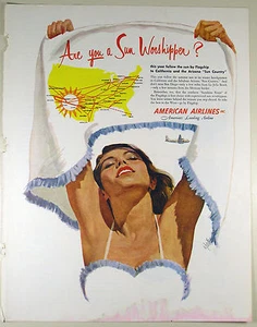 Impresión de revista American Airlines 1952 grande completa vintage: ¿ADORADOR DEL SOL? - Imagen 1 de 1