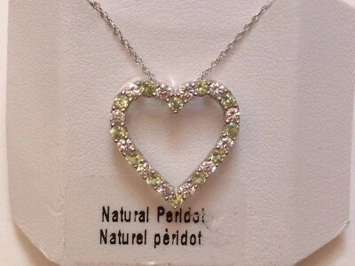 Peridot & Zirkonia - Herz - Anhänger & Kette - in Sterling Silber - 925 - EDEL ! - Bild 1 von 3