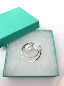 Vintage Van Dell Sterling Silber Brosche Anstecknadel gebürstet Blattkranz rund signiert - Bild 1 von 6