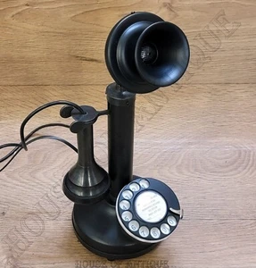 Vintage Kerzenständer Dreh Wählscheibentelefon Antik Festnetz Sammlerstück Telefon. - Bild 1 von 8