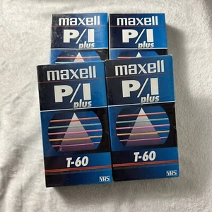 Nuovo set di 4 nastri VHS Maxwell P/I Plus t-60 sigillati 3 ore tempo massimo di registrazione - Foto 1 di 7