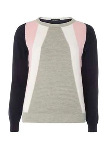 Dorothy Perkins Navy Block Stripe Jumper ALL SIZES 6 8 10 12 14 16 RRP £26.99 - Picture 1 of 3