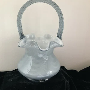 FENTON CESTINO IN VETRO CON CASSA BIANCA LAVANDA OTTICA PIUMA 7,5” - Foto 1 di 10