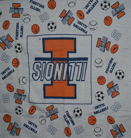 Illinois Fighting Illini Decorative Fabrics & Linens Youth Gray Blanket 45"x45" Cover