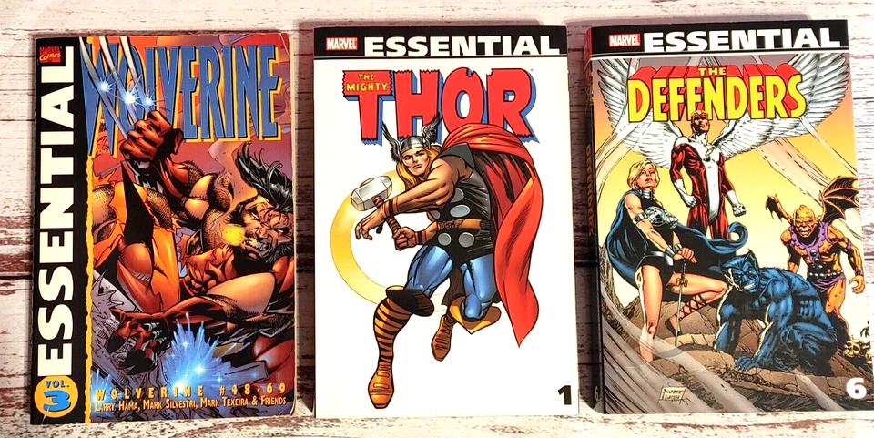 Lote essencial de 3 quadrinhos da Marvel. Wolverine, Os Defensores, O Poderoso Thor P&B. - Imagem 1 de 4