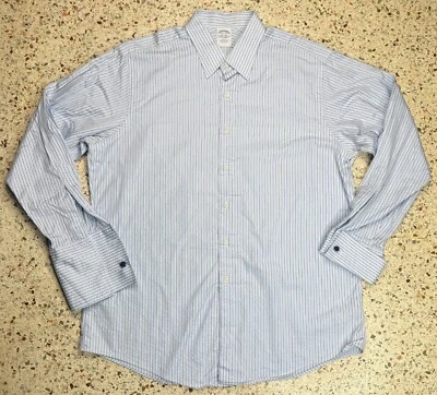 Brooks Brothers Woven In Italy Vtg Men's Dress Shirt Made In USA Size 17.5-35 - Image 1 of 4