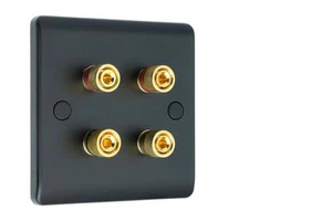 4 Post Speaker Wall Face Plate Slim Line Matt Black - Picture 1 of 8