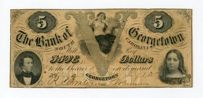 1857 $5 The Bank of Georgetown - Georgetown, SOUTH CAROLINA Note - Image 1 of 2