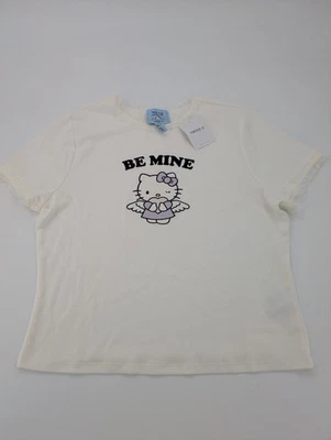 Camiseta Forever 21 Be Mine Hello Kitty Mujer Talla 2XL Blanco Cuello Encaje Foto 1 de 4