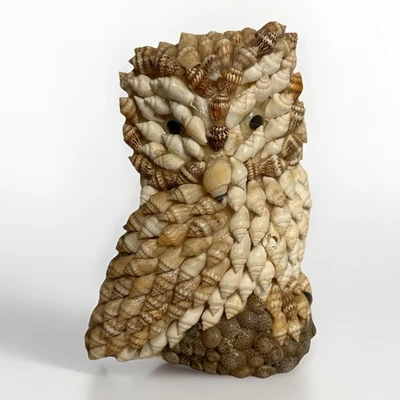Vintage Handcrafted Sea Shell Folk Art Owl Statue Figurine Shelf Sitter - Image 1 of 4
