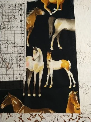 REMNANT Alexander Henry Fabrics Collection 2016 love of horses Black 32"L x7"W + - Image 1 of 4