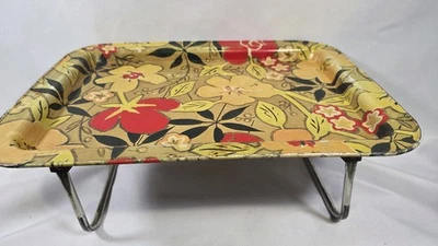 Bandeja para servir de metal plegable floral años 60 Foto 1 de 4