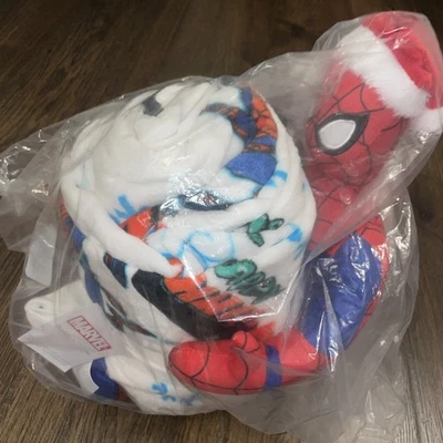 Marvel Spider Man Holiday Buddy  & Throw Plush 50×60 Christmas NEW SEALED - Image 1 of 4