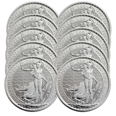 Lot of 10 - 2024 U.K. 2 Pound King Charles III Silver Britannia 1 oz .999 BU - Image 1 of 3