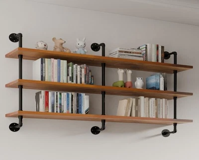 Промышленные трубные стеллажи, настенные полки деревянная полка: кухонные полки, 60 дюймов... - Изображение 1 из 4