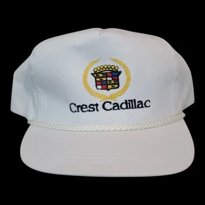 Sombrero estilo camionero Cadillac con escudo blanco vintage. Tamaño ajustable. Frisco, Texas Foto 1 de 4