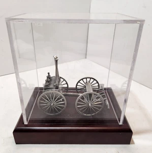 Vintage Pewter Civil War Replica Cannon In Plastic Case with Wood Base - Picture 1 of 14