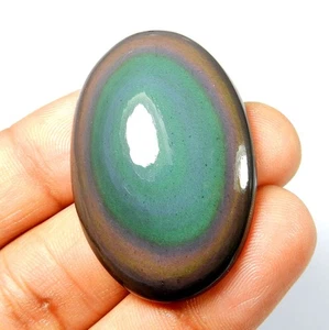 Pietra preziosa cabochon ossidiana occhio arcobaleno multi flash naturale sciolta 66 ct #11336 - Foto 1 di 7