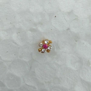 Indian Designer Gold Plated Traditional Beautiful Fashion Pin Nose Ring Jewelry - Picture 1 of 7