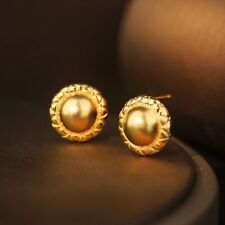 Round Sunflower Border Stud Earrings 18k Gold Plated Women Wedding Jewelry Gift