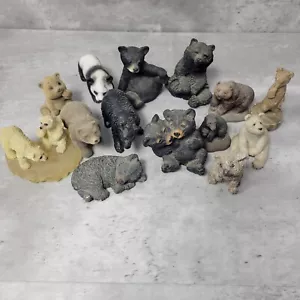 Small Black Bear Figurine Lot Resin Or Stone Set of 14 Figures Home Decor Panda - Picture 1 of 24