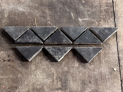 Antique Victorian Maw & Co 2” Black triangle Encaustic Floor Tiles Reclaimed Cover