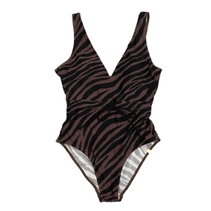 Summersalt Badeanzug Größe 4 - The Tie Waist Backflip - modernes Zebra in Schokolade - Bild 1 von 5