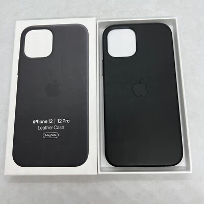 OFFICIAL GENUINE APPLE IPHONE 12 / 12 PRO LEATHER MAGSAFE CASE BLACK MHKG3ZM/A - Image 1 of 4