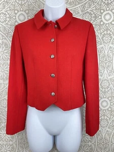 Vintage Pendleton Damen Passform Wolle festliche Jacke rot silber Knöpfe Größe 9 - Bild 1 von 8