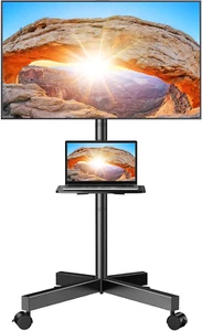 Perlegear Rolling TV Stand for 23-60 Inch LED Flat Screen/Curved Tvs up to 88Lbs - Picture 1 of 12