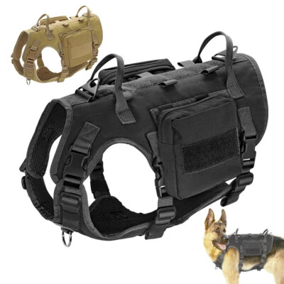 Hundegeschirr Molle Brustgeschirr Mit Griff Schwarz Braun M/L - Bild 1 von 4