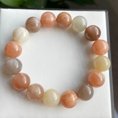 Pulsera de cuentas de cristal de luz fuerte piedra solar color natural 12,5-13 mm 1135 Foto 1 de 4