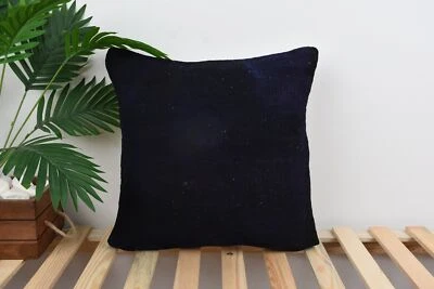 Vintage Kilim Pillow, Antique Pillows, 18"x18" Brown Cushion Case - Image 1 of 4