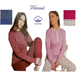 Pigiama donna invernale caldo cotone interlock manica e pantalone lungo VANUE' - Picture 1 of 17