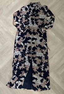 MINT VELVET Star Print MAXI SHIRT DRESS Navy Blue, Pink & White UK 6 - Picture 1 of 5