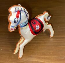VINTAGE CAROUSEL HORSE CLOTH STITCHED CHRISTMAS ORNAMENT