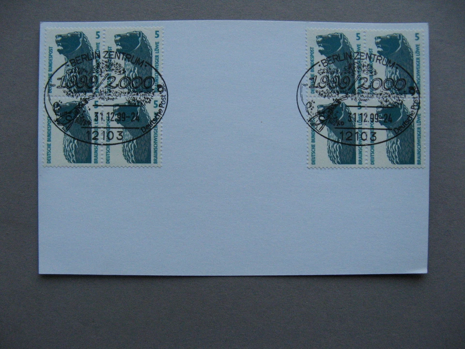 GERMANY BRD, card CTO 1999, canc Milllenium, block of 4 Braunschweiger Lion - Image 1 of 1