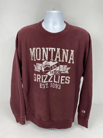 Men’s Champion Reverse Weave Montana Grizzlies Crewneck Sweatshirt Size Large Cover
