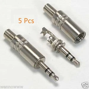 5 Piezas 1/8" 3.5mm Macho Enchufe Coaxial Cable Adaptador de Audio Conector Soldadura - Imagen 1 de 1