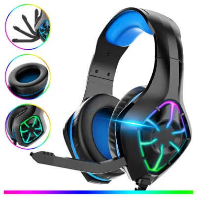 Gaming Headset Gaming Kopfhörer mit Mikrofon HD Stereo LED für PS4 PC Xbox One - Bild 1 von 4