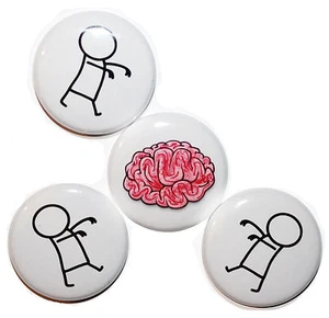 1" (25mm) BUTTON ZOMBIES & BRAINS!!! Button Badge Pins - ZOMBIES & HORROR - Picture 1 of 6