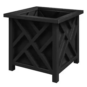 Outdoor Lattice Planter Box - 15.5-Inch Plant Pot, Black - Picture 1 of 75